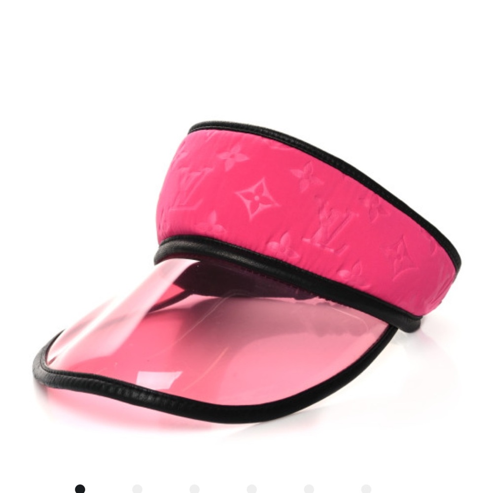 Louis Vuitton Calfskin/Nylon/PVC Monogram Visor in Fuchsia and Black. Like new!